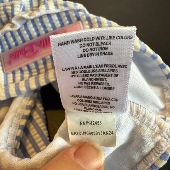 Ruffle Butts Girls 3T Floral Rash Guard Swimsuit Set with Striped Ruffle Bottoms - Picture 8 of 10